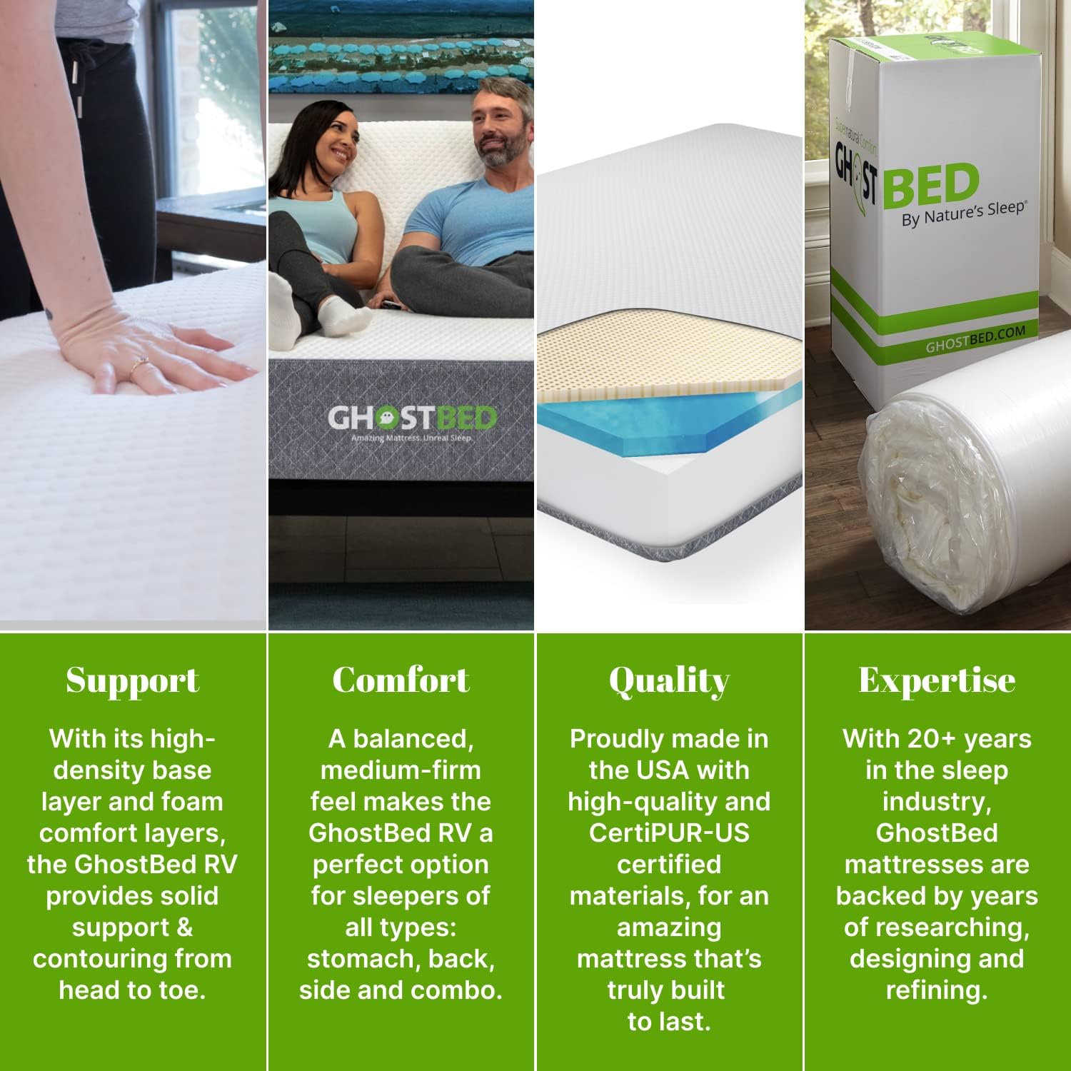 GhostBed 10 Inch RV Mattress Short King