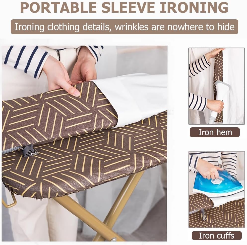 Adjustable Height Ironing Board with Cover and Steam Iron Rest
