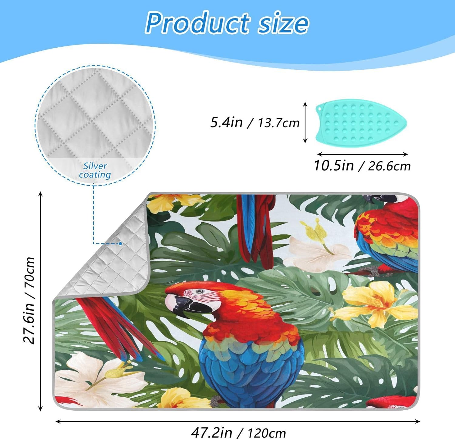 GAIGEO Red Parrot on Leaves Portable Ironing Pad