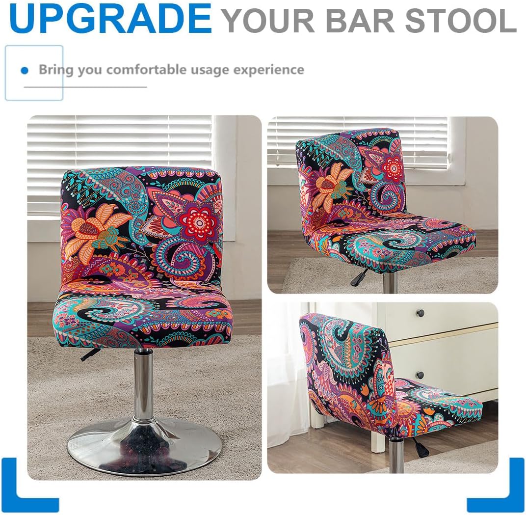 Levoberg Bar Stool Covers Set of 2 Printed Slipcovers with Backs