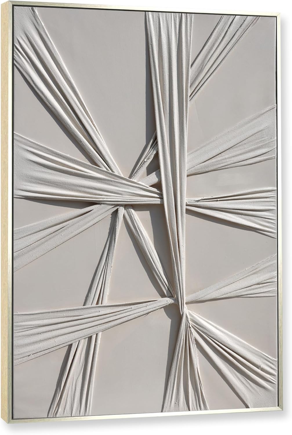 Beige 3D Fabric Abstract Wall Art 315x47 Inches