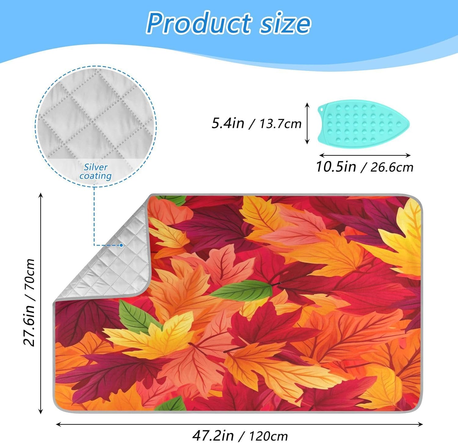 Bright Red Autumn Leaves Portable Ironing Mat Heat Resistant