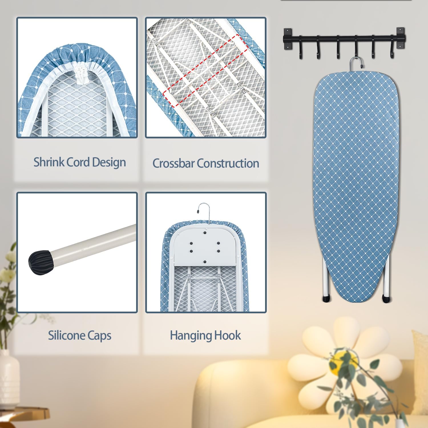 Duwee 12x32 Inch Ironing Board with Iron Rest and Non-Slip Feet