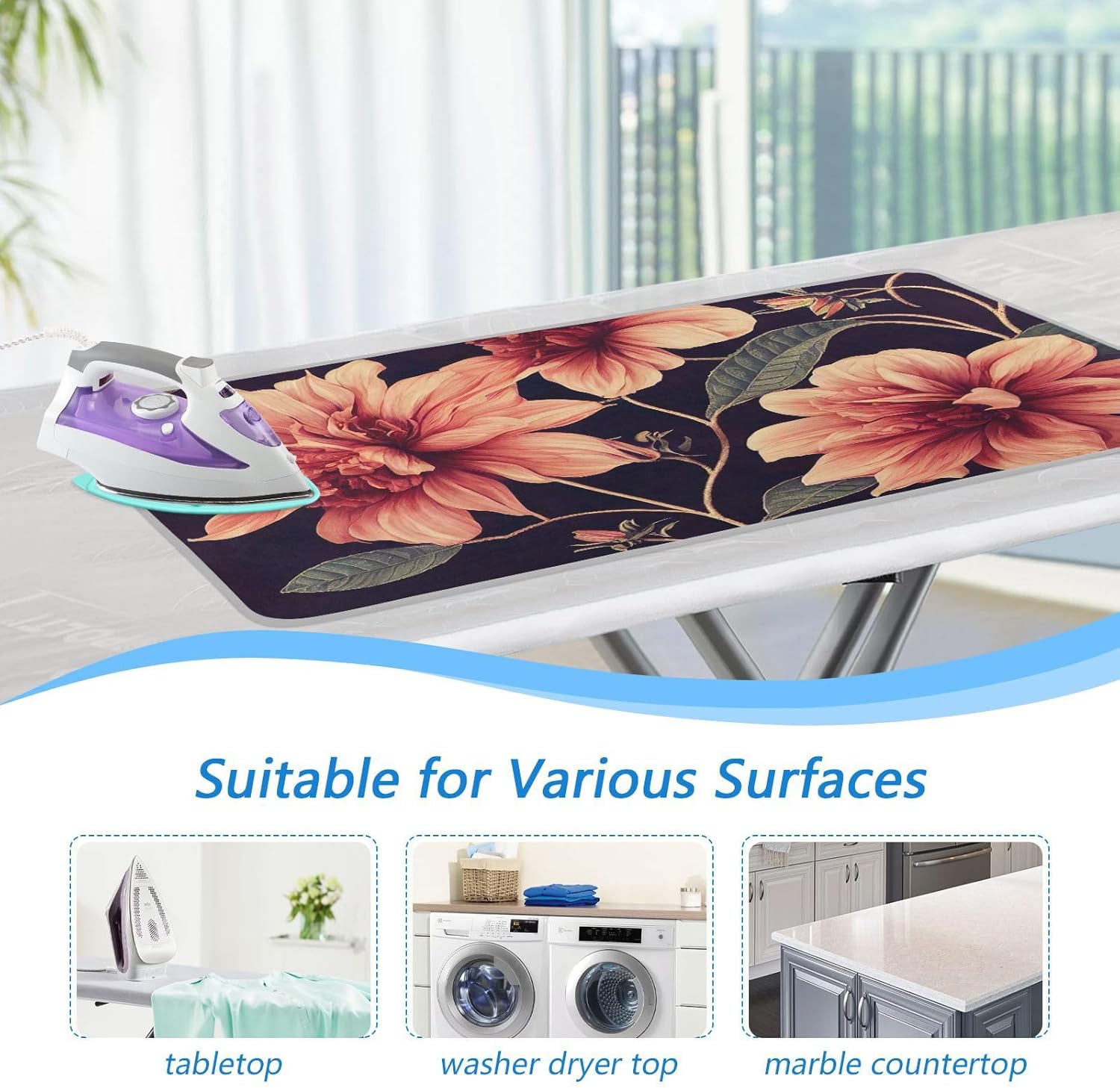 GAIGEO Beautiful Flower Leaves Portable Ironing Mat