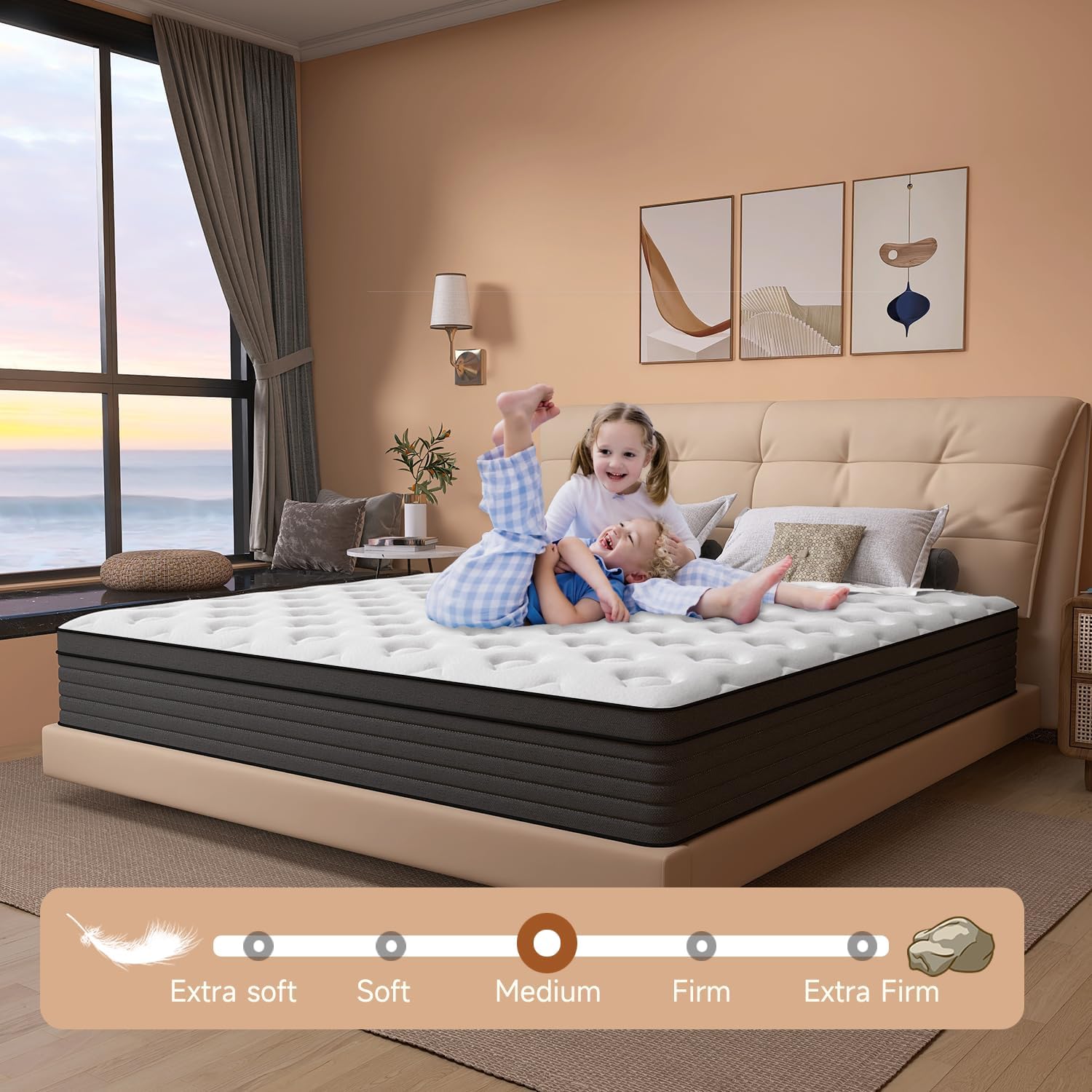 Aicehome Queen Mattress 14 Inch Pocket Spring Gel Memory Foam Medium Firm