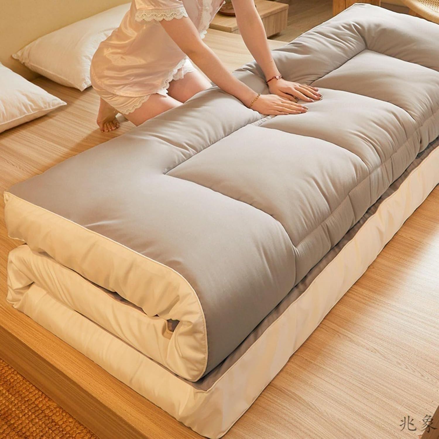 Thick Roll-up Japanese Futon Mattress for Travel and Home Use