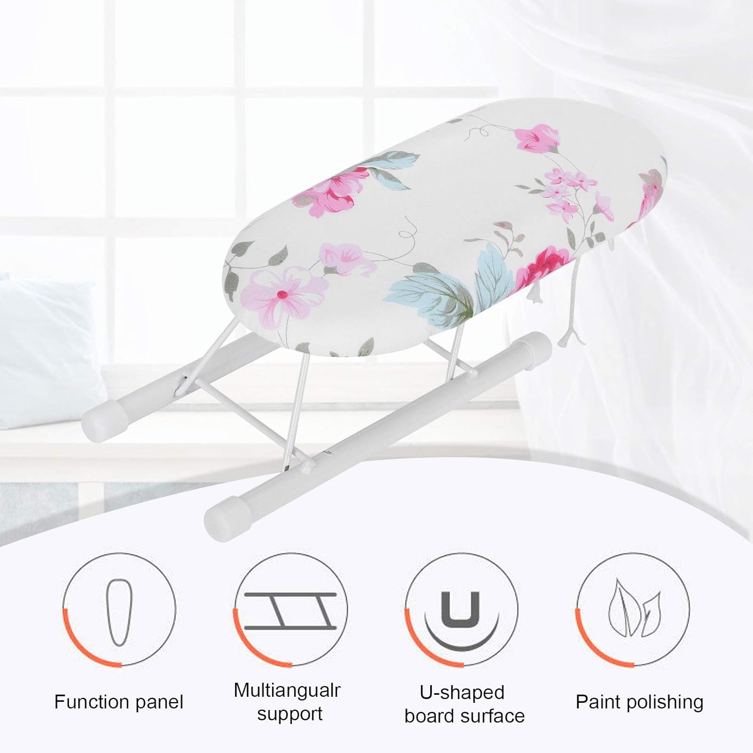 Cocoarm Small Ironing Board with Foldable Design and Flower Pattern 1