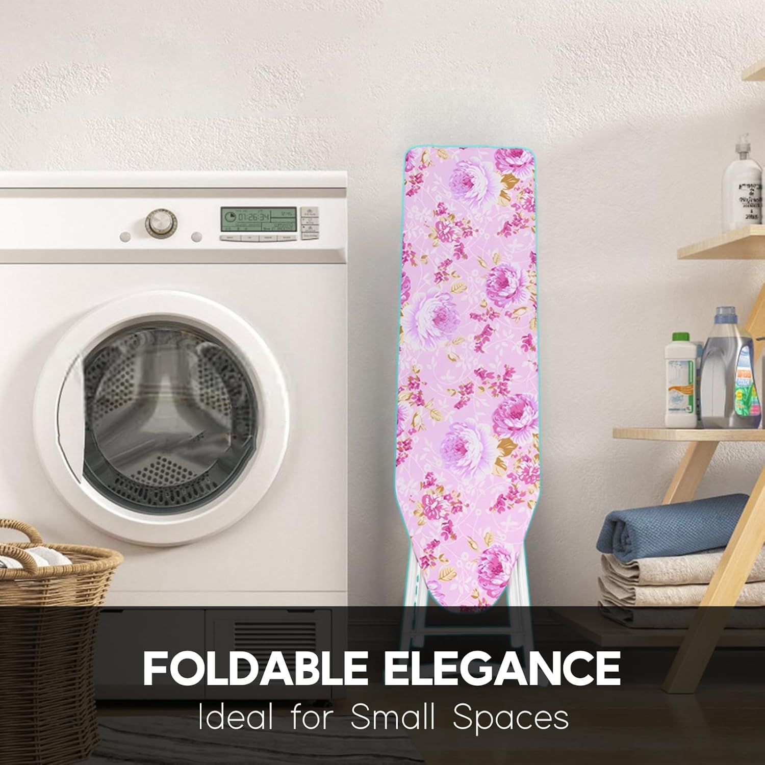 Foldable Ironing Board with Iron Rest Purple