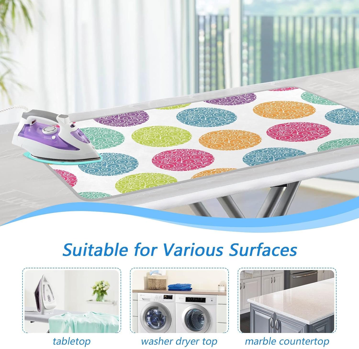 Colorful Polka Dot Ironing Mat with Silicone Rest