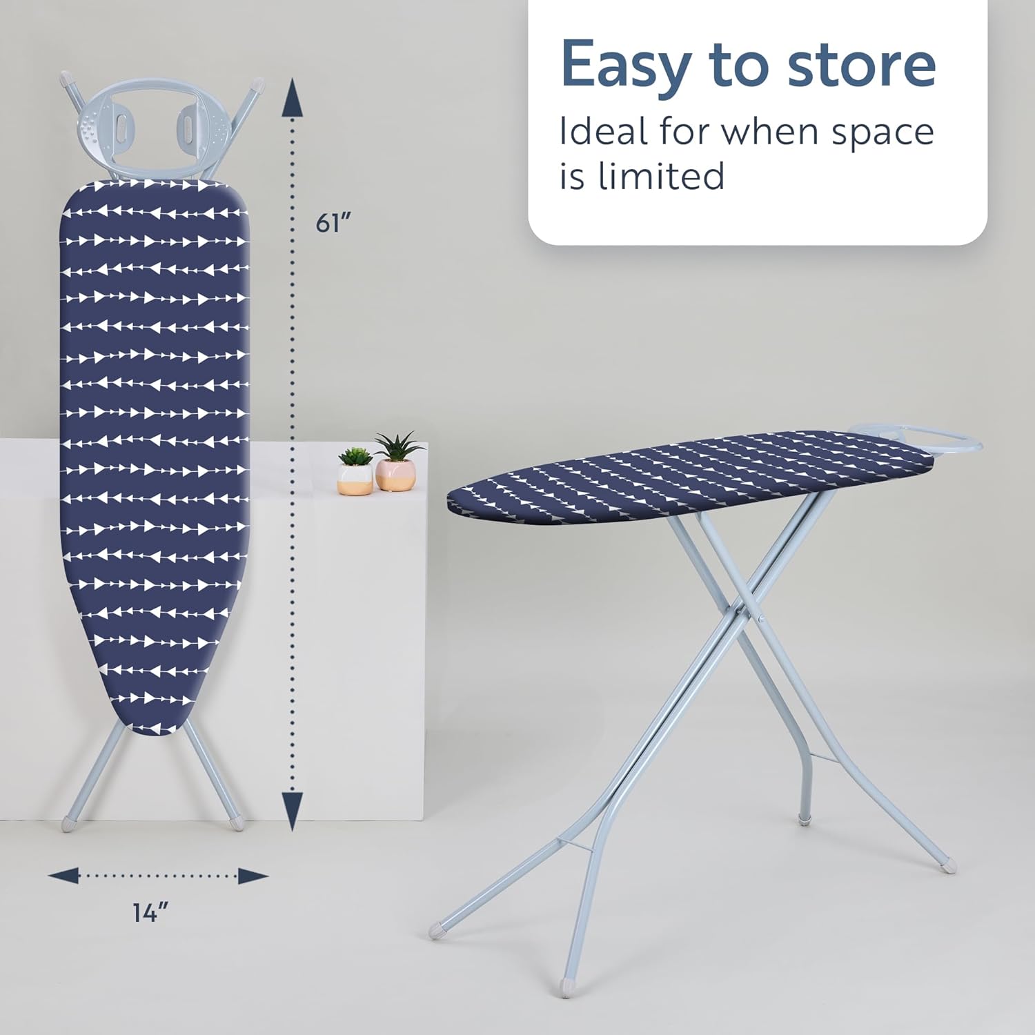 Classic 4-Leg Ironing Board with Iron Rest - Blue Arrows 1