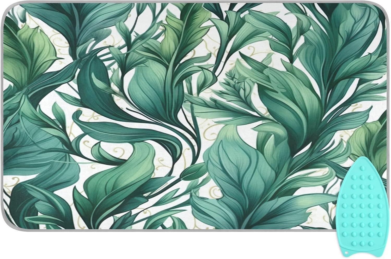 GAIGEO Green Leaves Folding Ironing Mat Portable Ironing Board Alternative