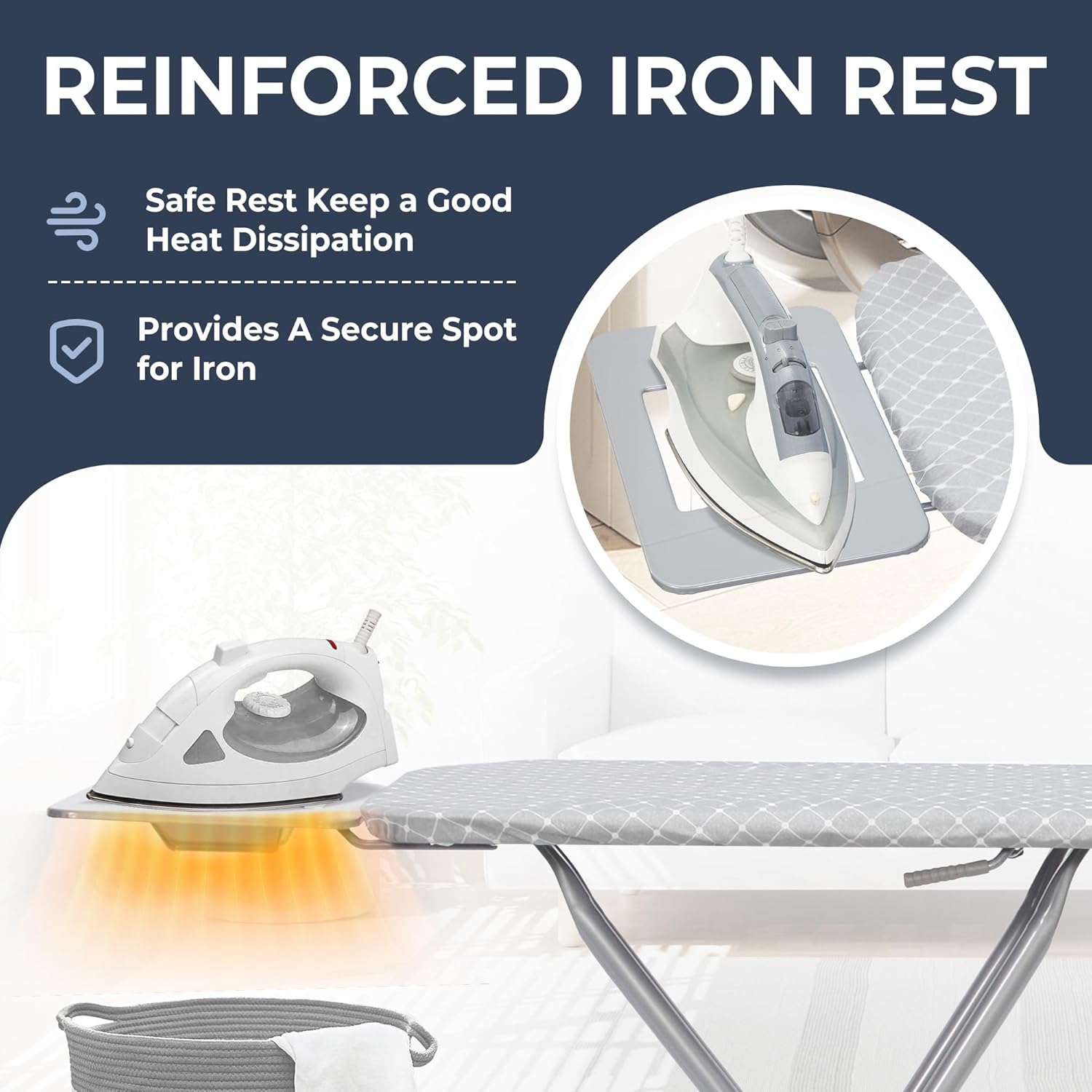 STO STO 48 x 15 Ironing Board with Iron Holder Adjustable Height Foldable