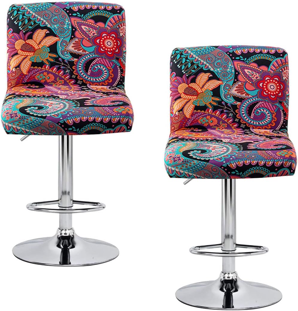 Levoberg Bar Stool Covers Set of 2 Printed Slipcovers with Backs