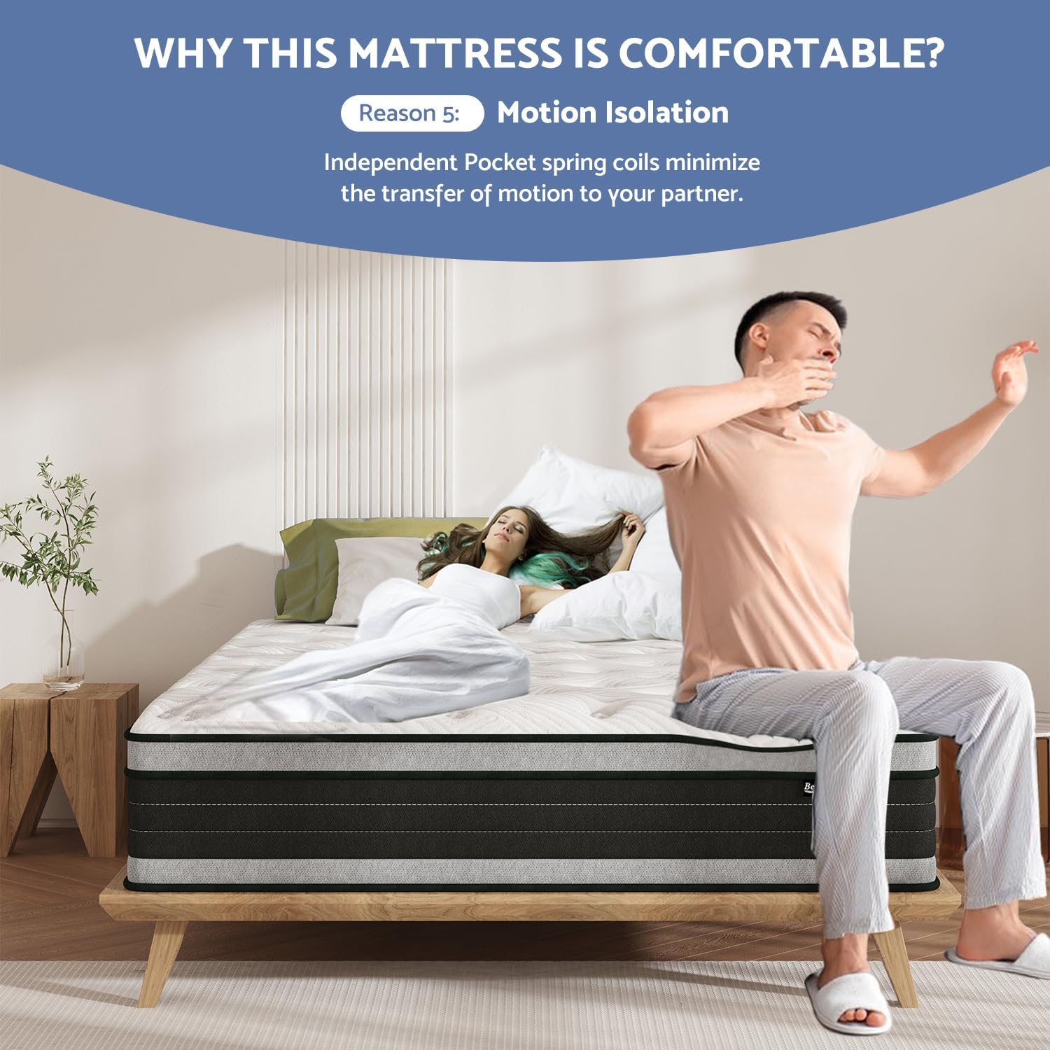 Bednew 14 Inch Hybrid Pillow Top King Mattress