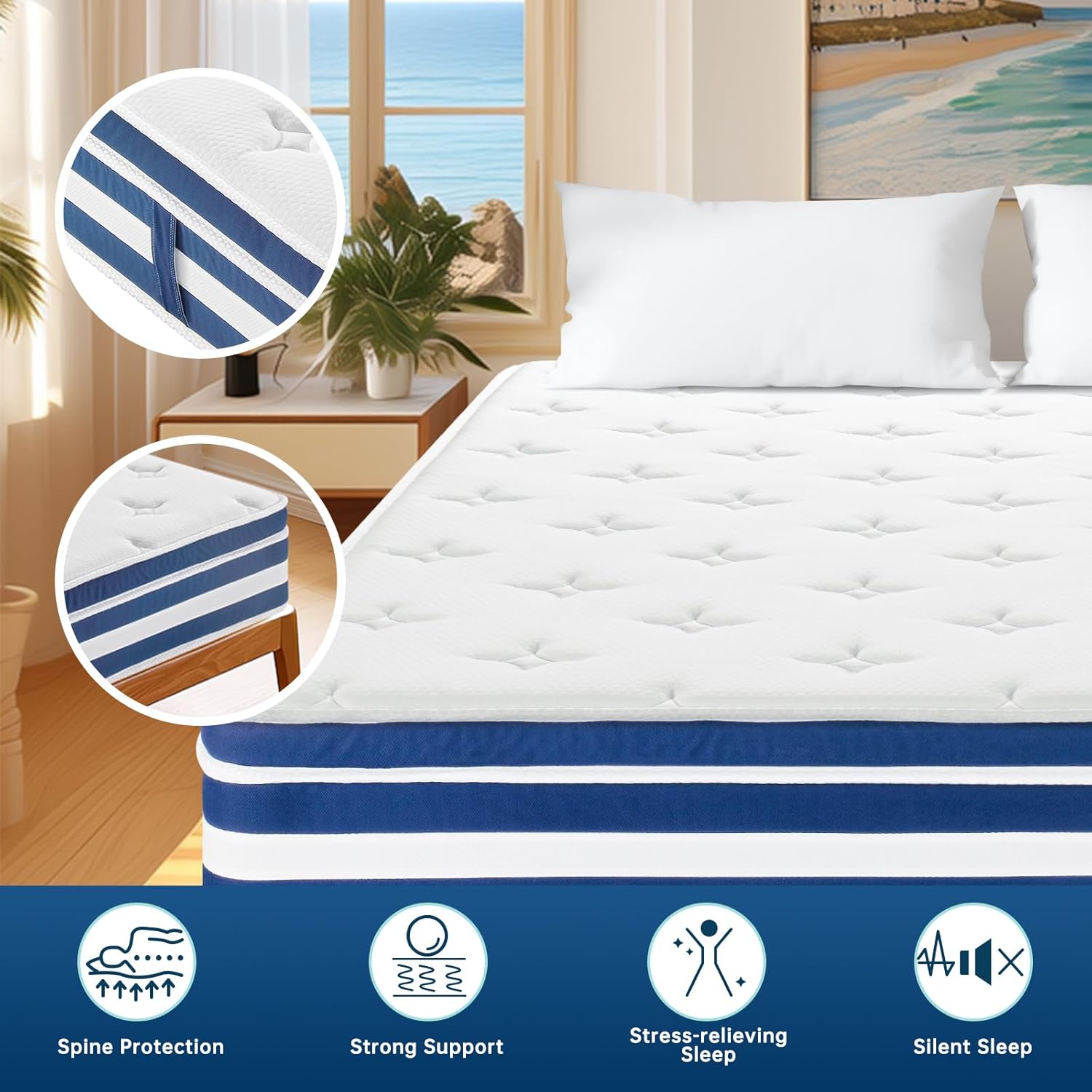 OOTDAY 10 Inch Medium Firm Full Mattress in a Box