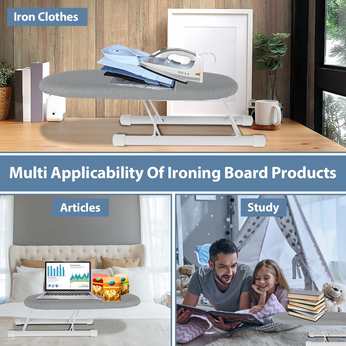 Abizarch Compact Tabletop Ironing Board with Non-Slip Feet