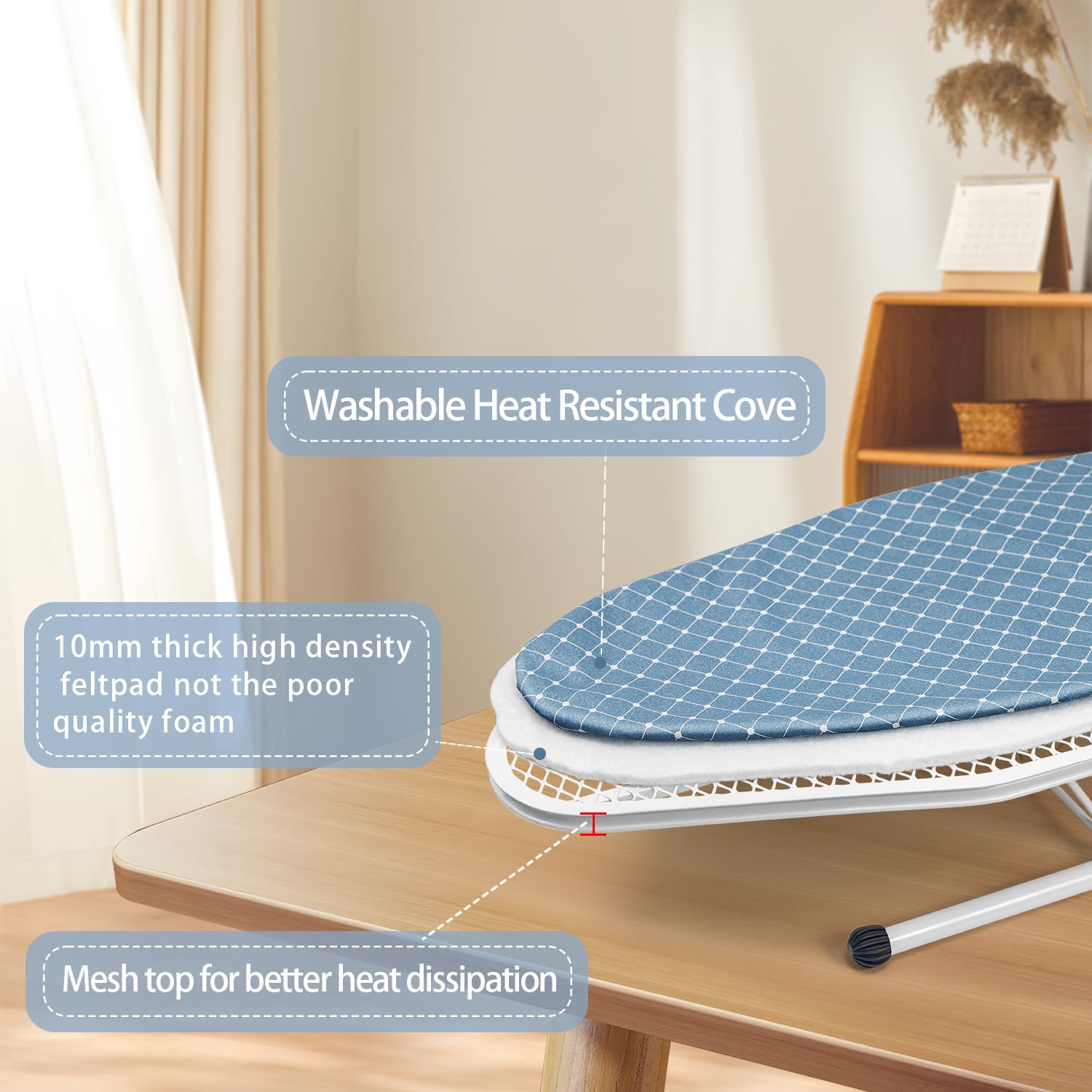 Duwee 12x32 Inch Ironing Board with Iron Rest and Non-Slip Feet
