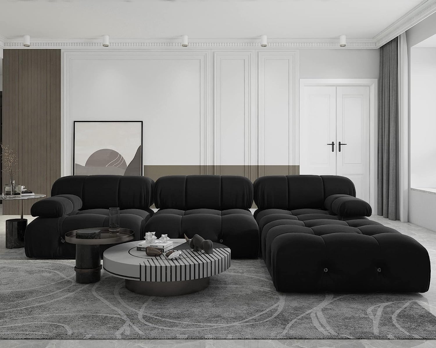JACH 104 Inch Modern Sectional Sofa with Ottoman
