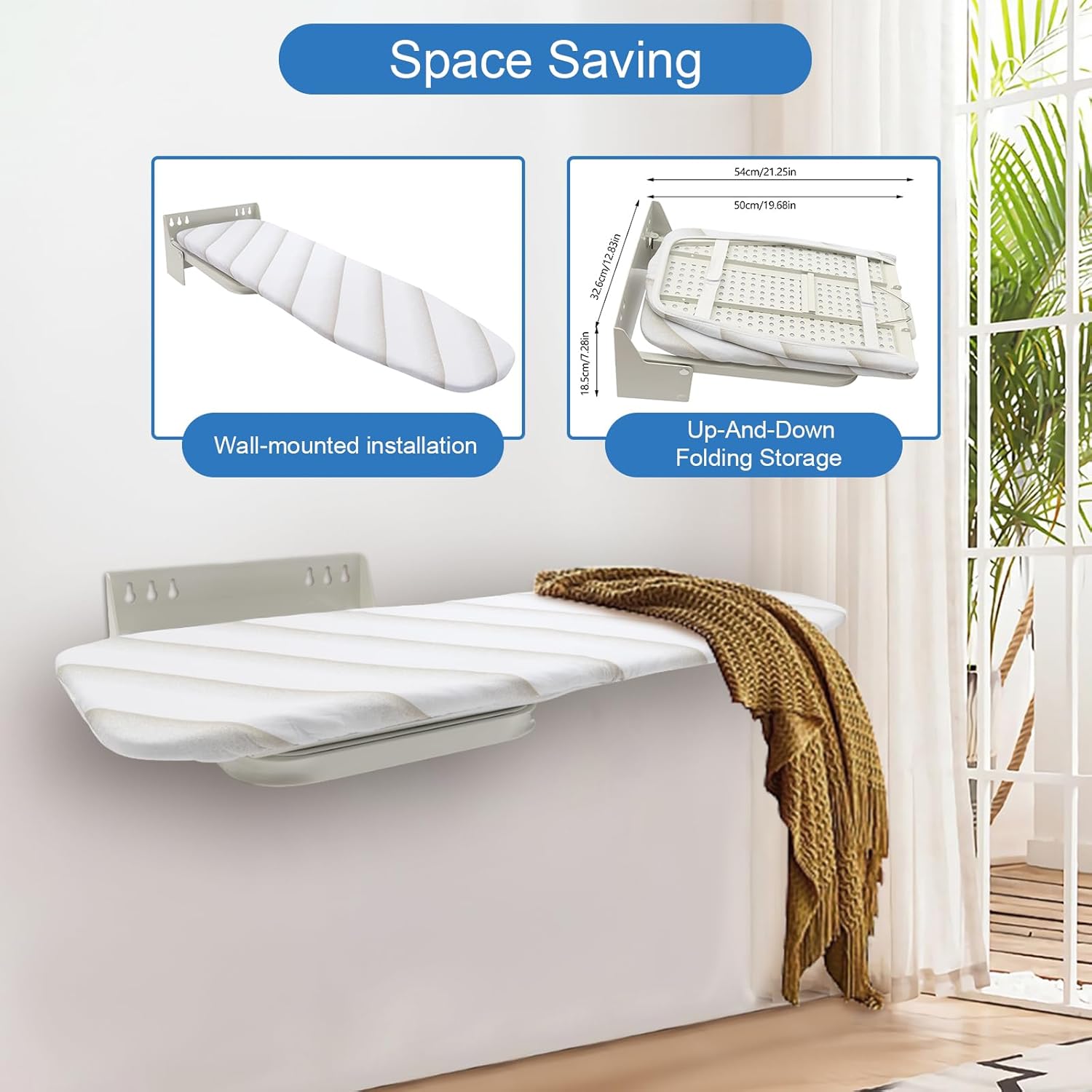 RustyVioum Wall Mounted Ironing Board with Swivel and Retractable Design