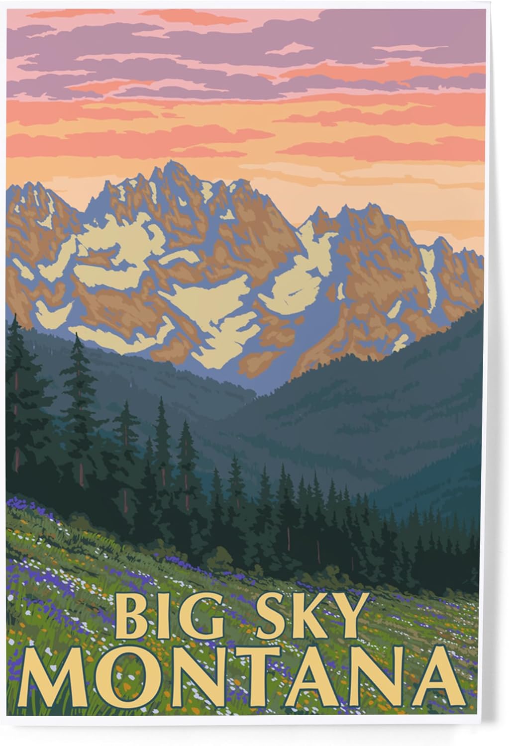 Lantern Press 8x12 Art Print Big Sky Montana Spring Flowers