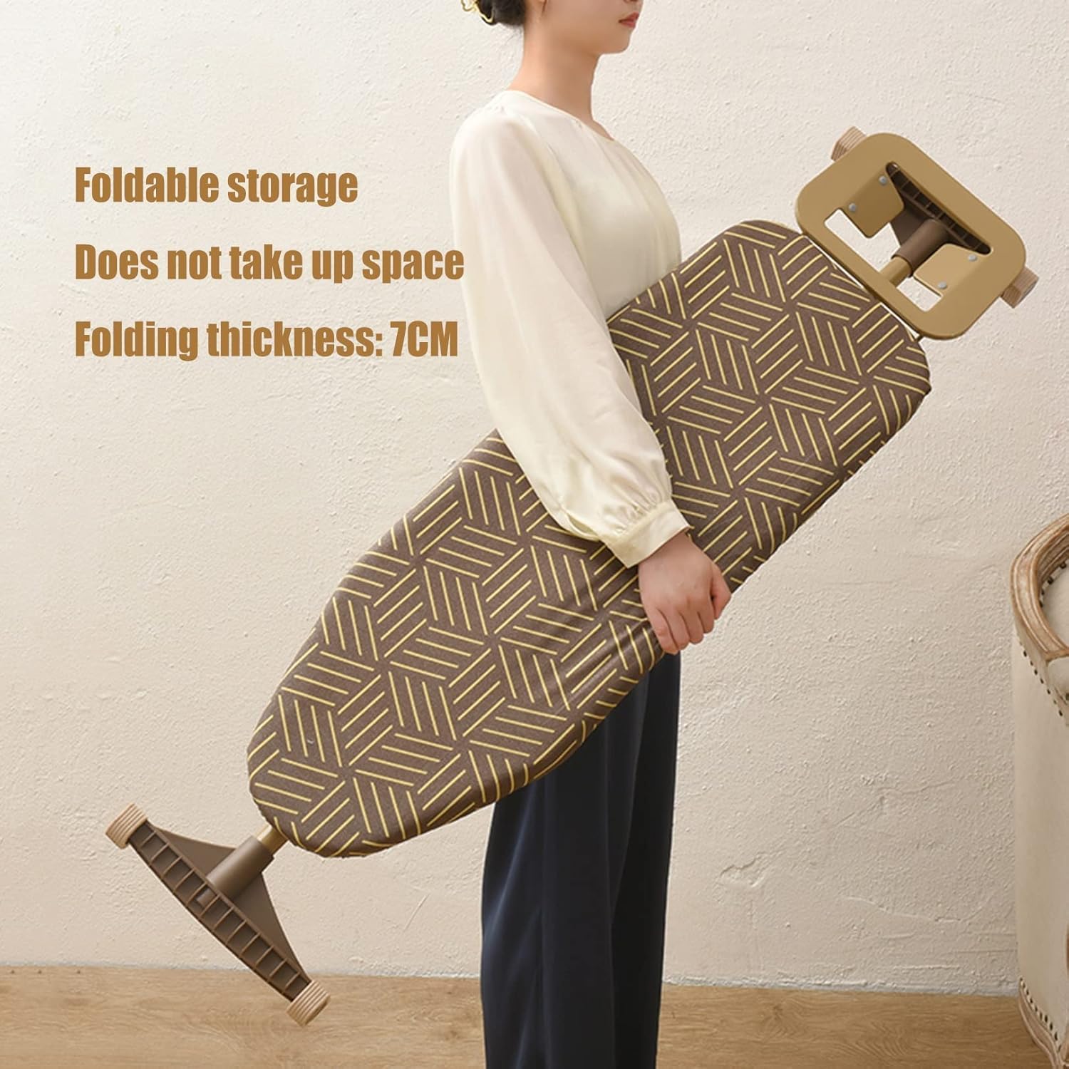 Golden Frame Ironing Board with T-Leg and Adjustable Height