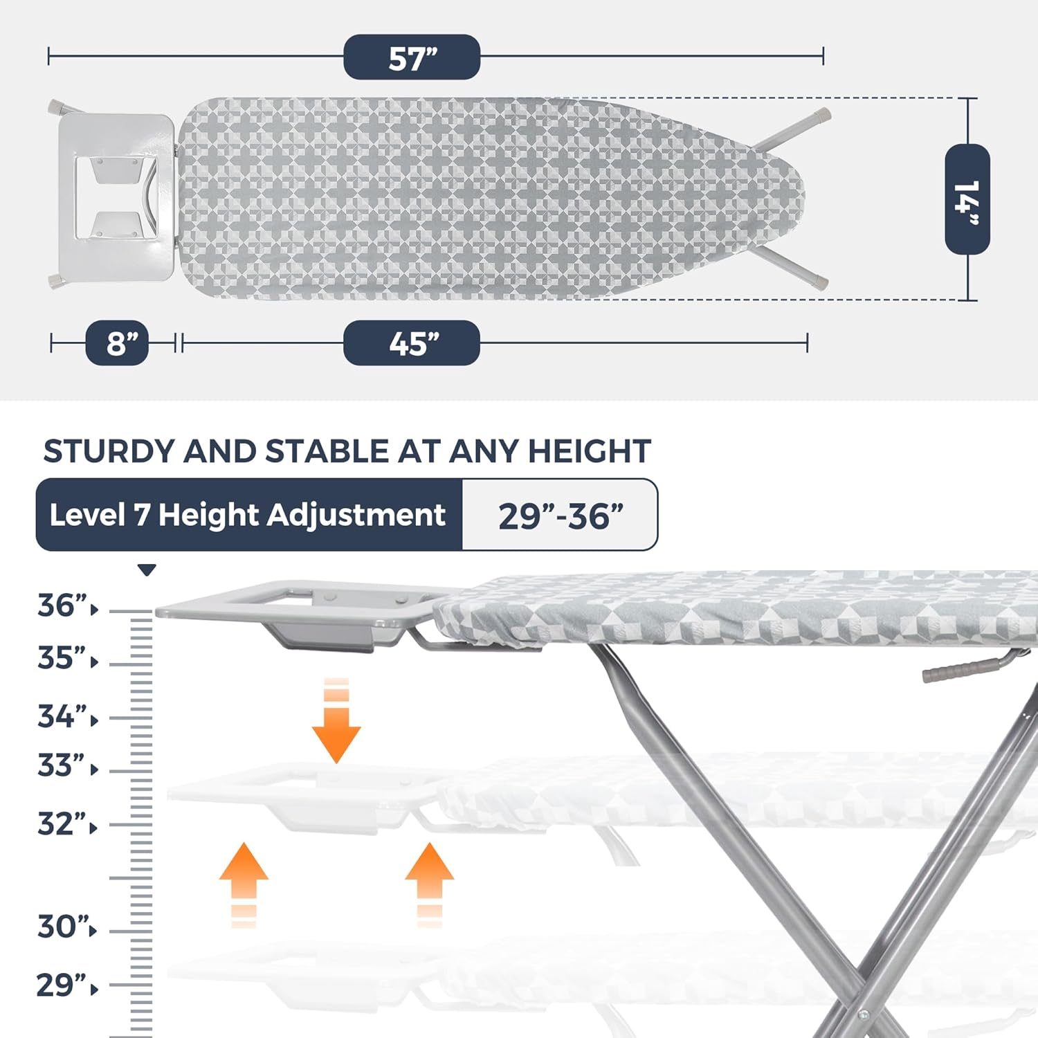 STO STO 45 x 14 Inch Ironing Board with Iron Holder