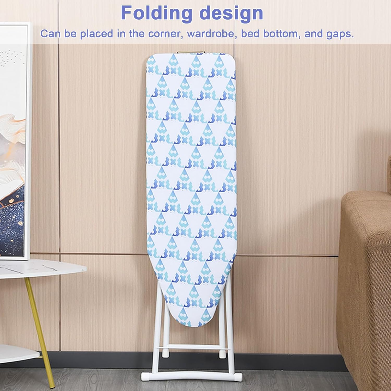 Foldable Ironing Board with Height Adjustment and Iron Rest