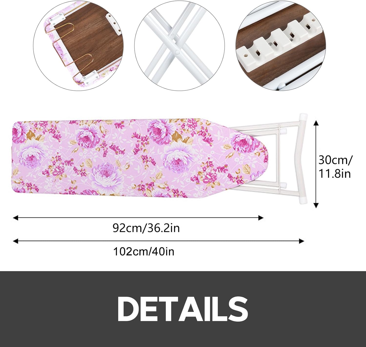 Foldable Ironing Board with Iron Rest Purple