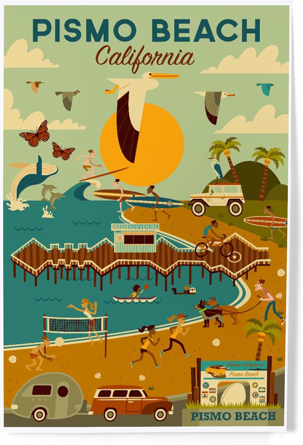 Lantern Press 8x12 Art Print Pismo Beach Blue Sky