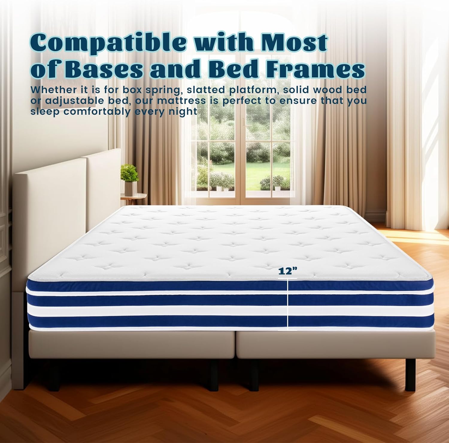 OOTDAY 12 Inch Medium Firm Full Mattress in a Box