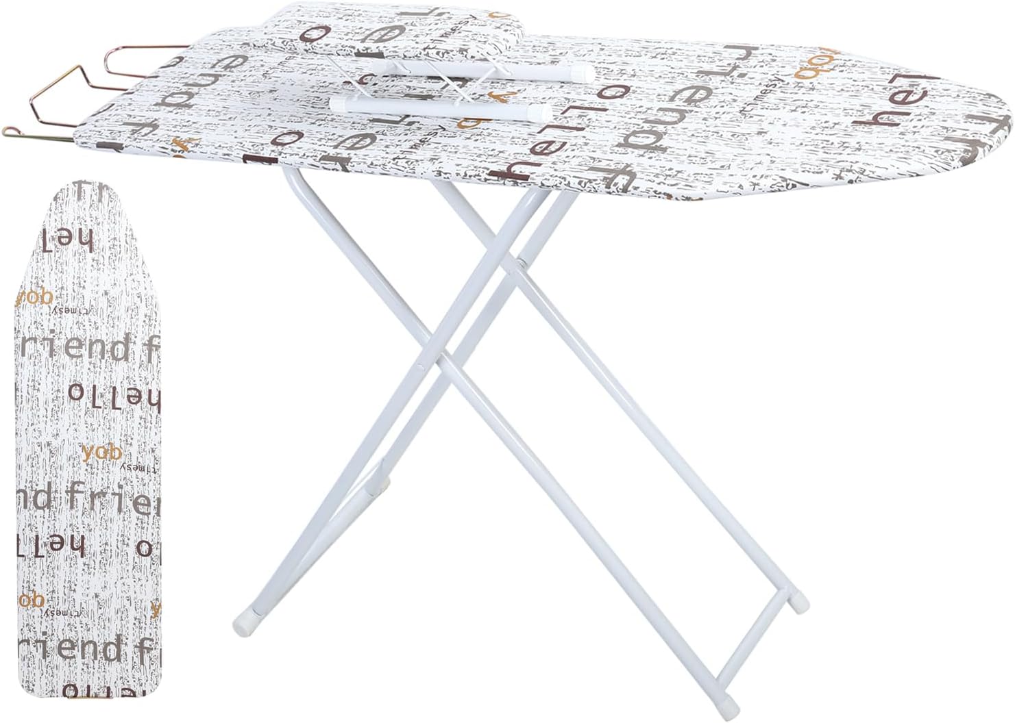 Full Size Foldable Ironing Board with Adjustable Height and Iron Rest