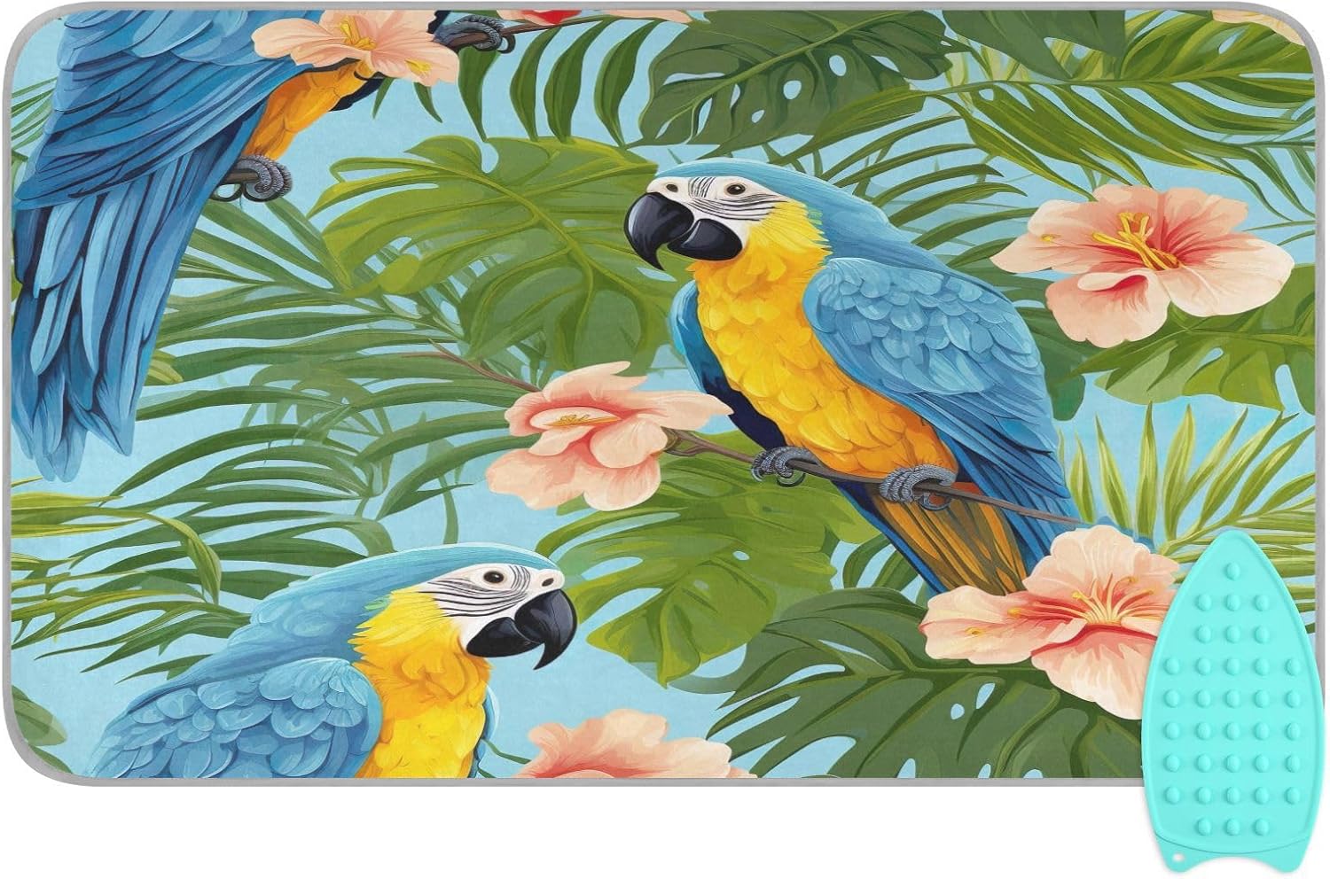GAIGEO Ferns Leaf and Blue Parrots Portable Iron Mat