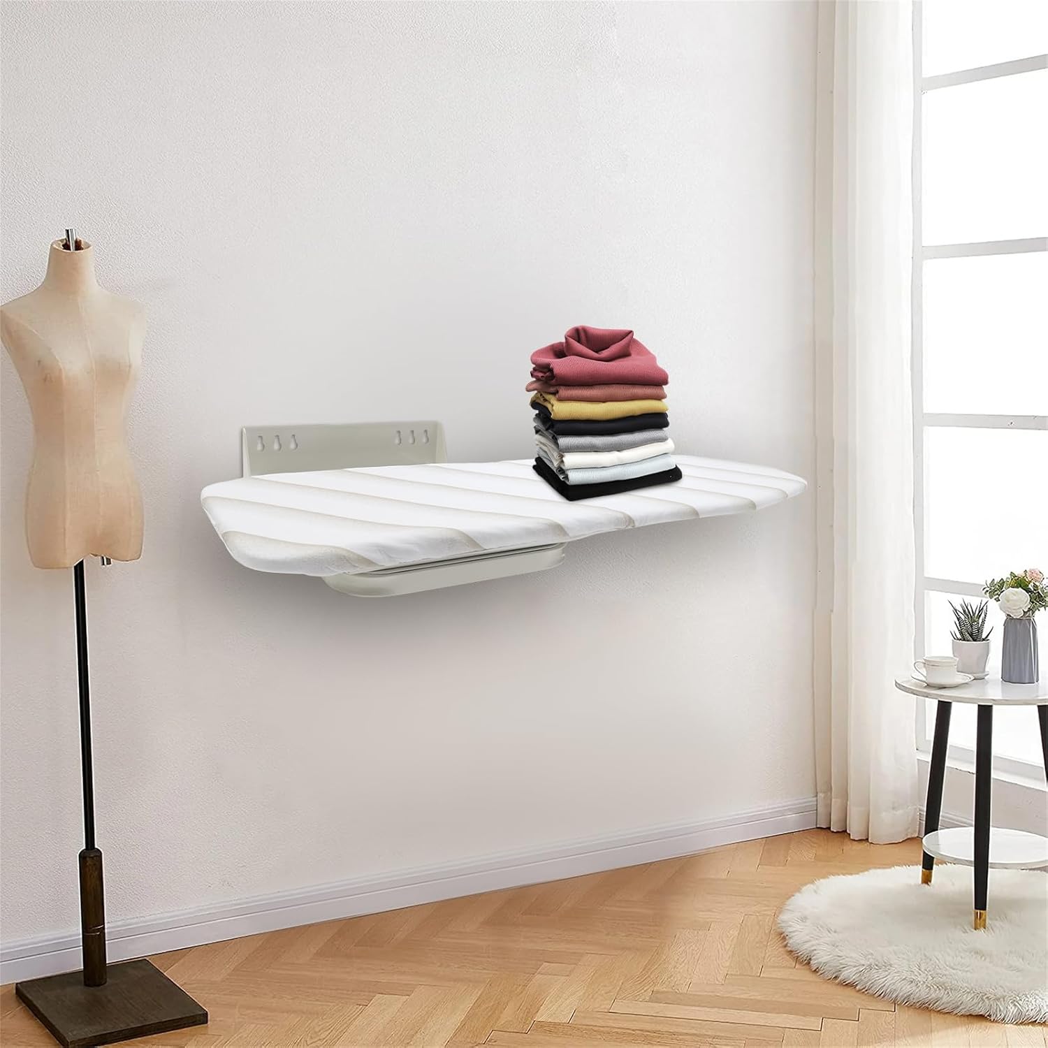 Foldable Wall Mounted Ironing Board with Rack