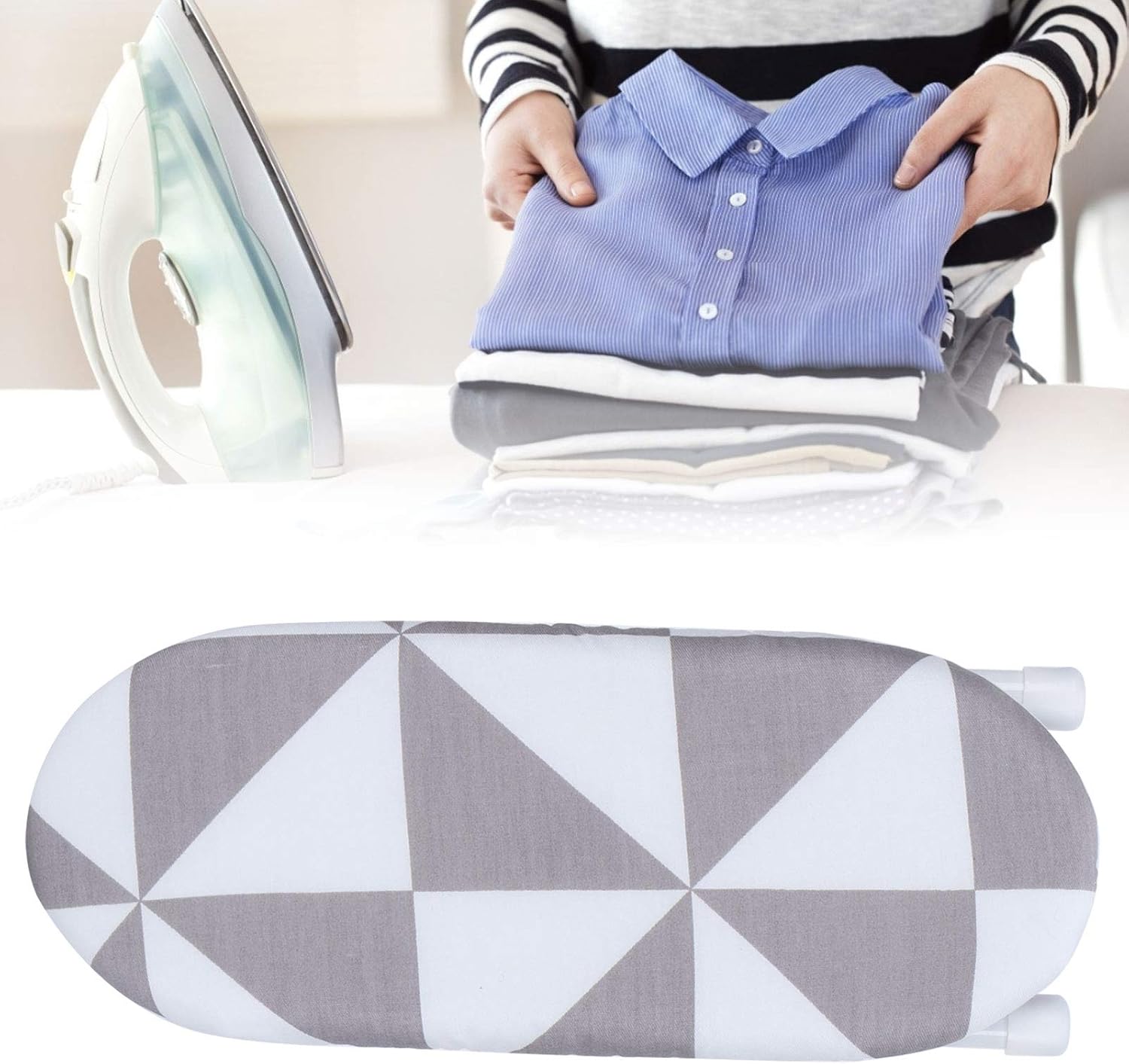 Small Ironing Board with Foldable Design and Checkered Cover