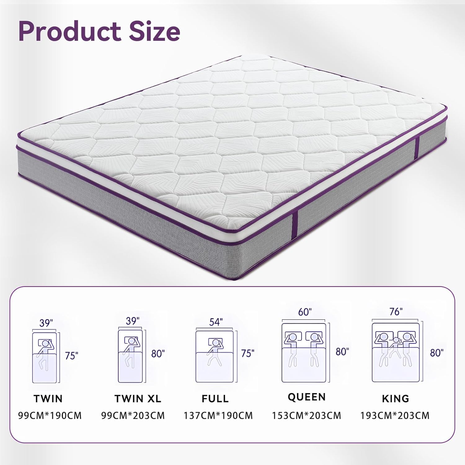 OOTDAY 12 Inch Hybrid Mattress with Cooling Memory Foam and Pocket Spring
