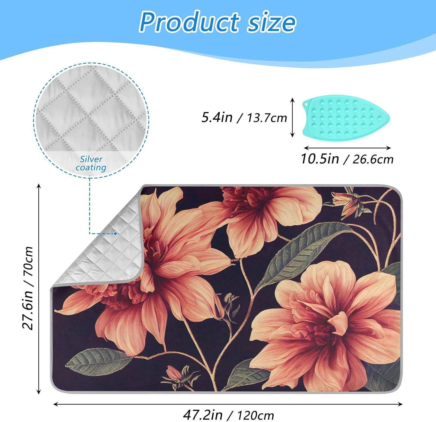 GAIGEO Beautiful Flower Leaves Portable Ironing Mat