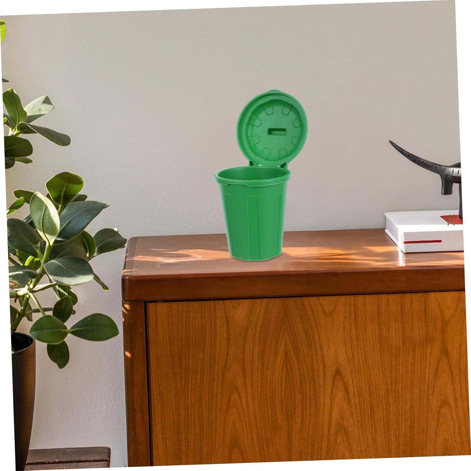 VICASKY 10Pcs Mini Trash Can with Lid Green