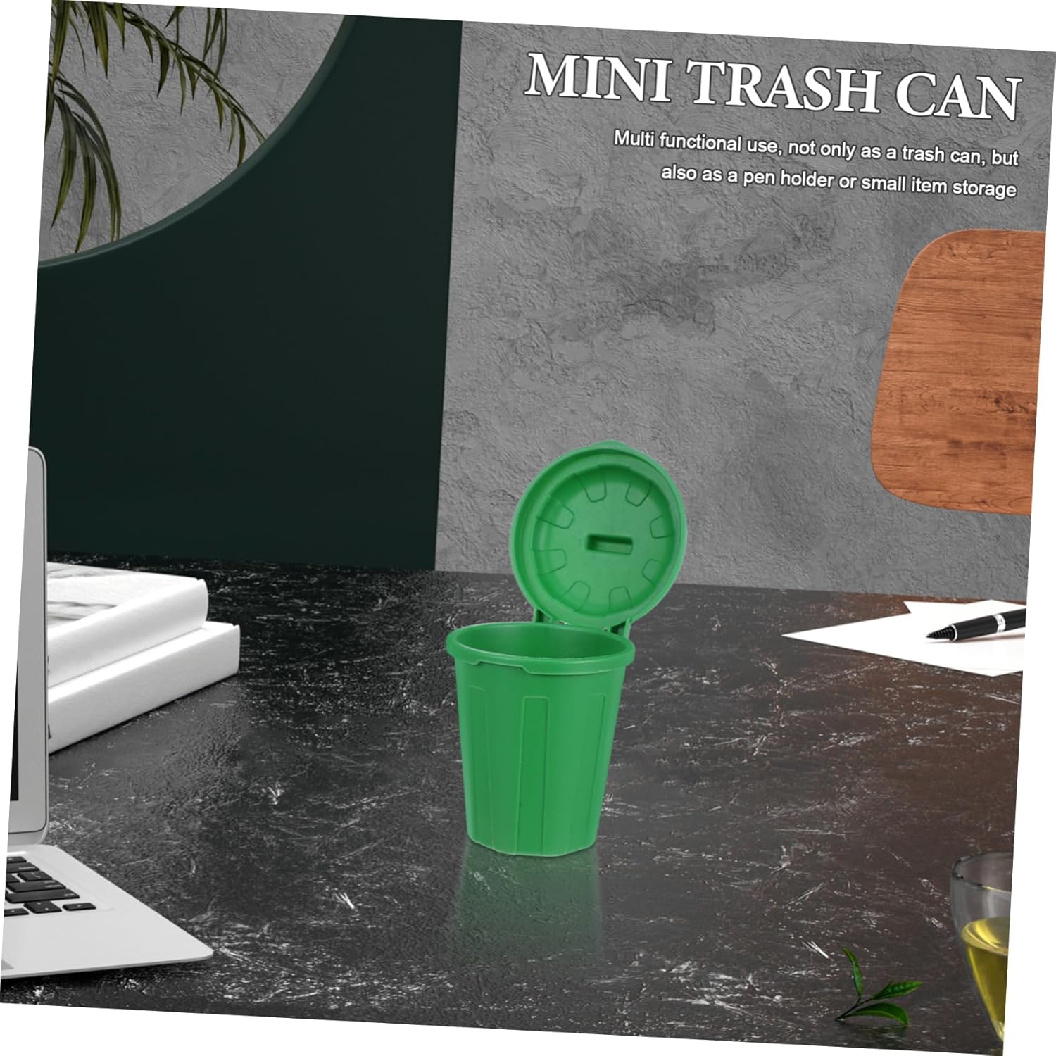 BESPORTBLE 10pc Green Mini Trash Can with Lid Desktop Organizer