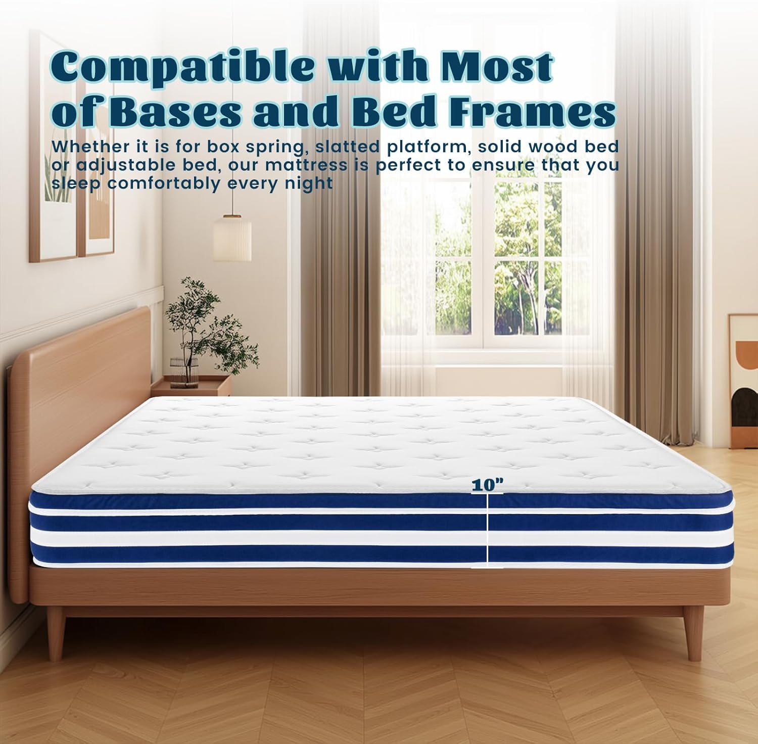 OOTDAY 10 Inch Medium Firm Full Mattress in a Box