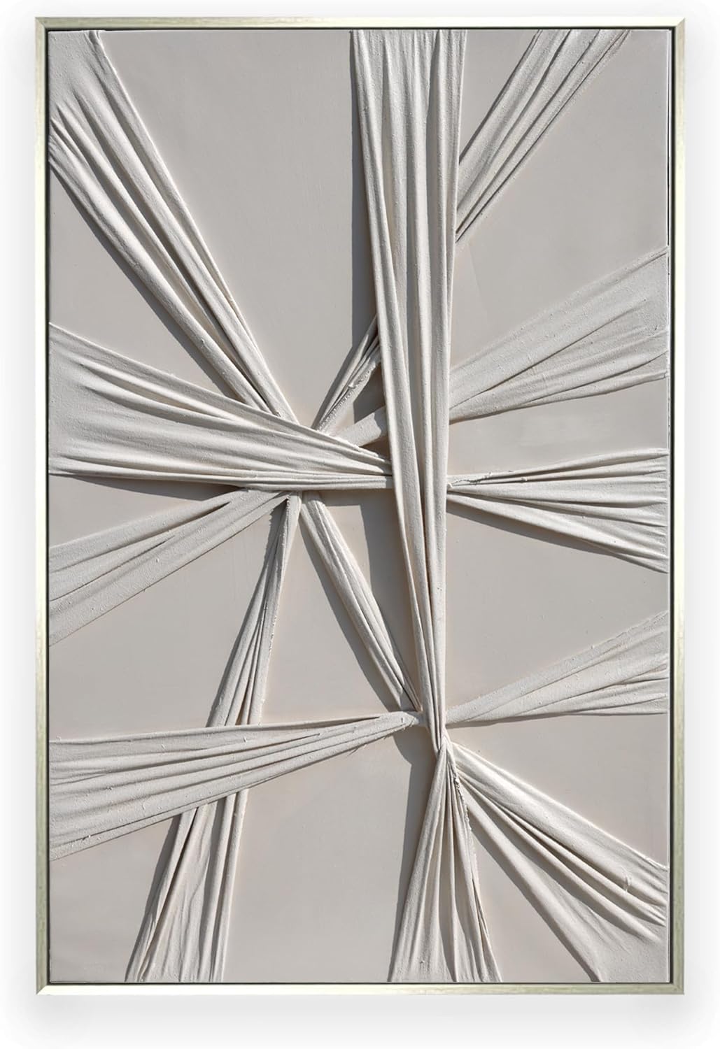 Beige 3D Fabric Abstract Wall Art 315x47 Inches