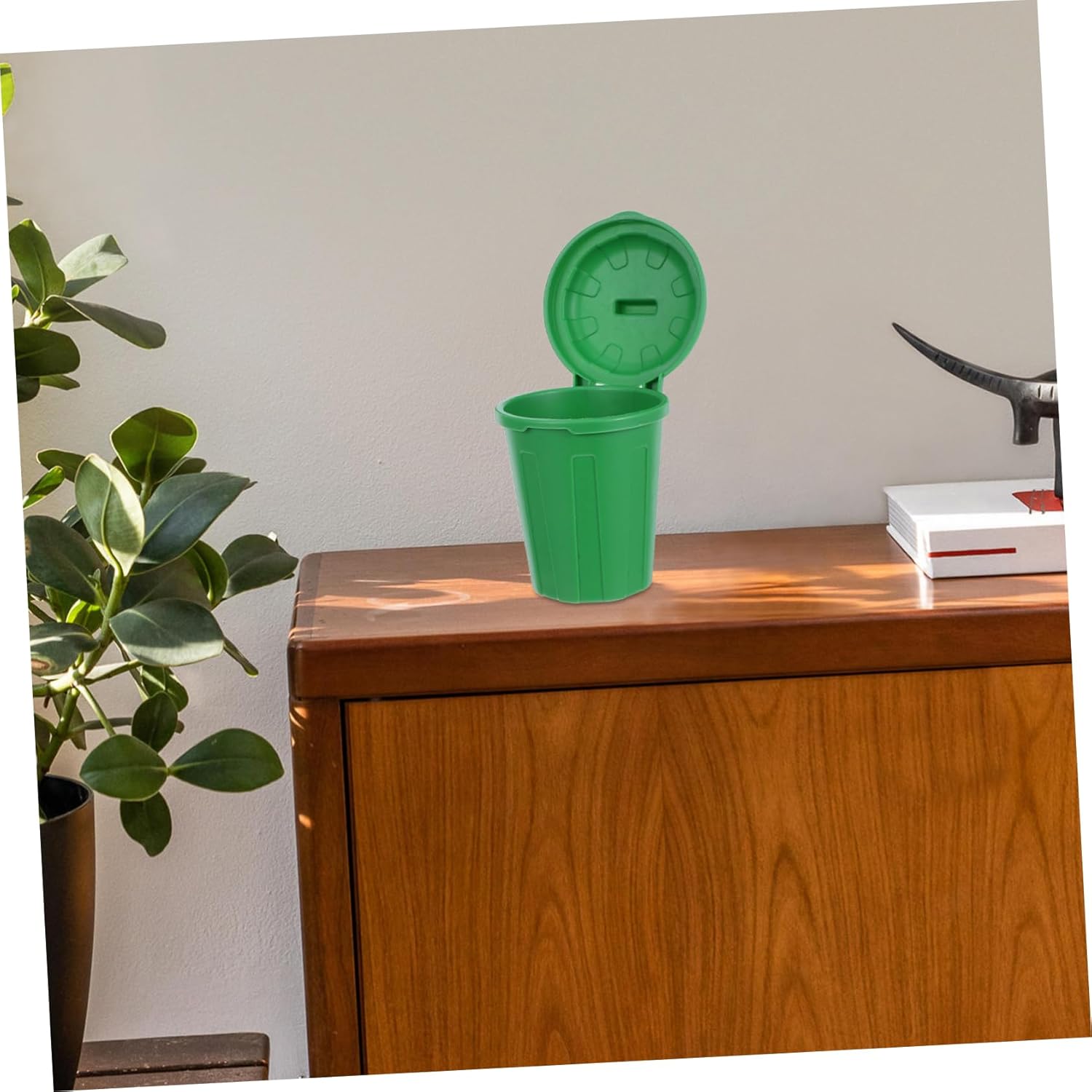 BESPORTBLE 10pc Green Mini Trash Can with Lid Desktop Organizer