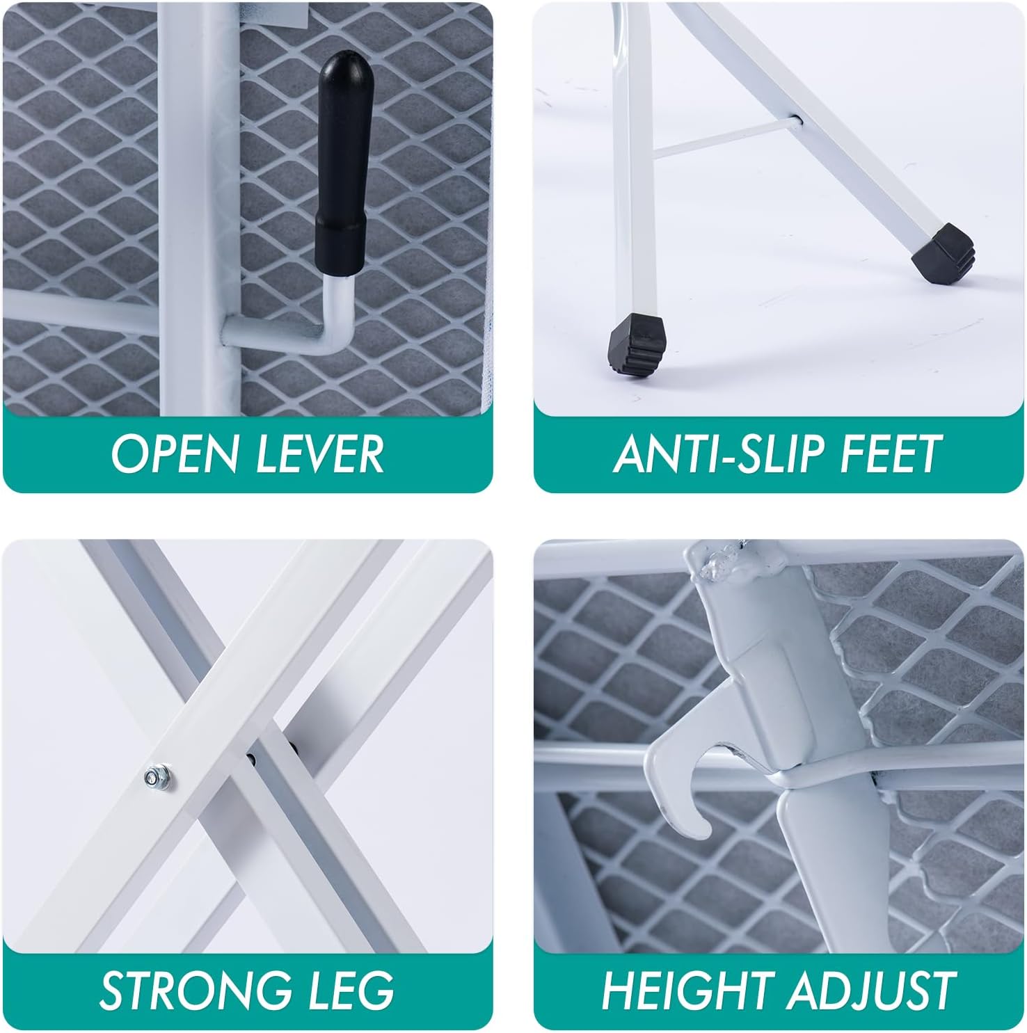 BKTD Ironing Board with Steam Rest and Non-Slip Legs