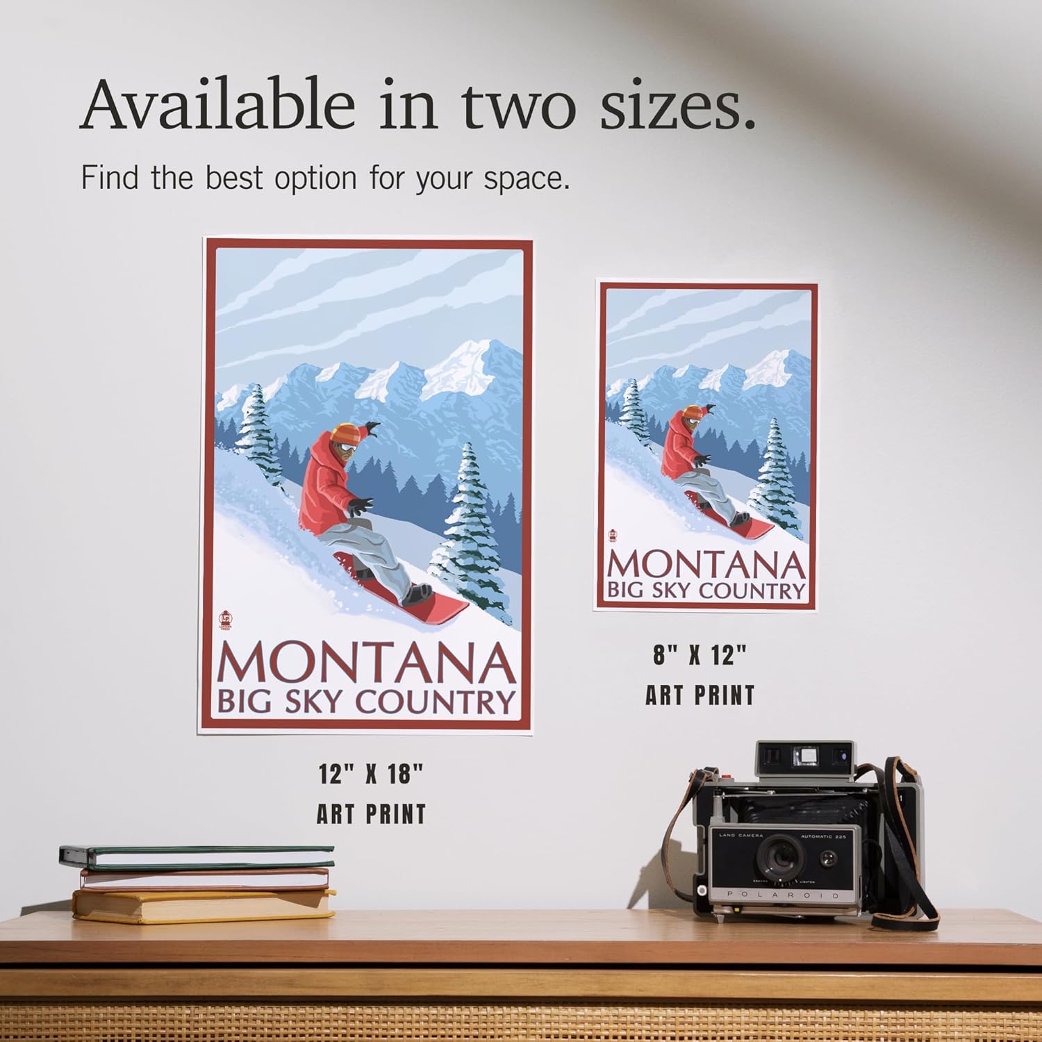 Lantern Press 8x12 Art Print Montana Big Sky Country Snowboarder