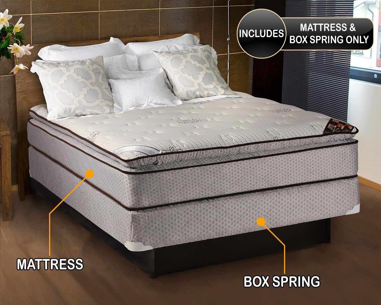 Dream Solutions USA Spinal Plush Queen Mattress Set with Metal Frame