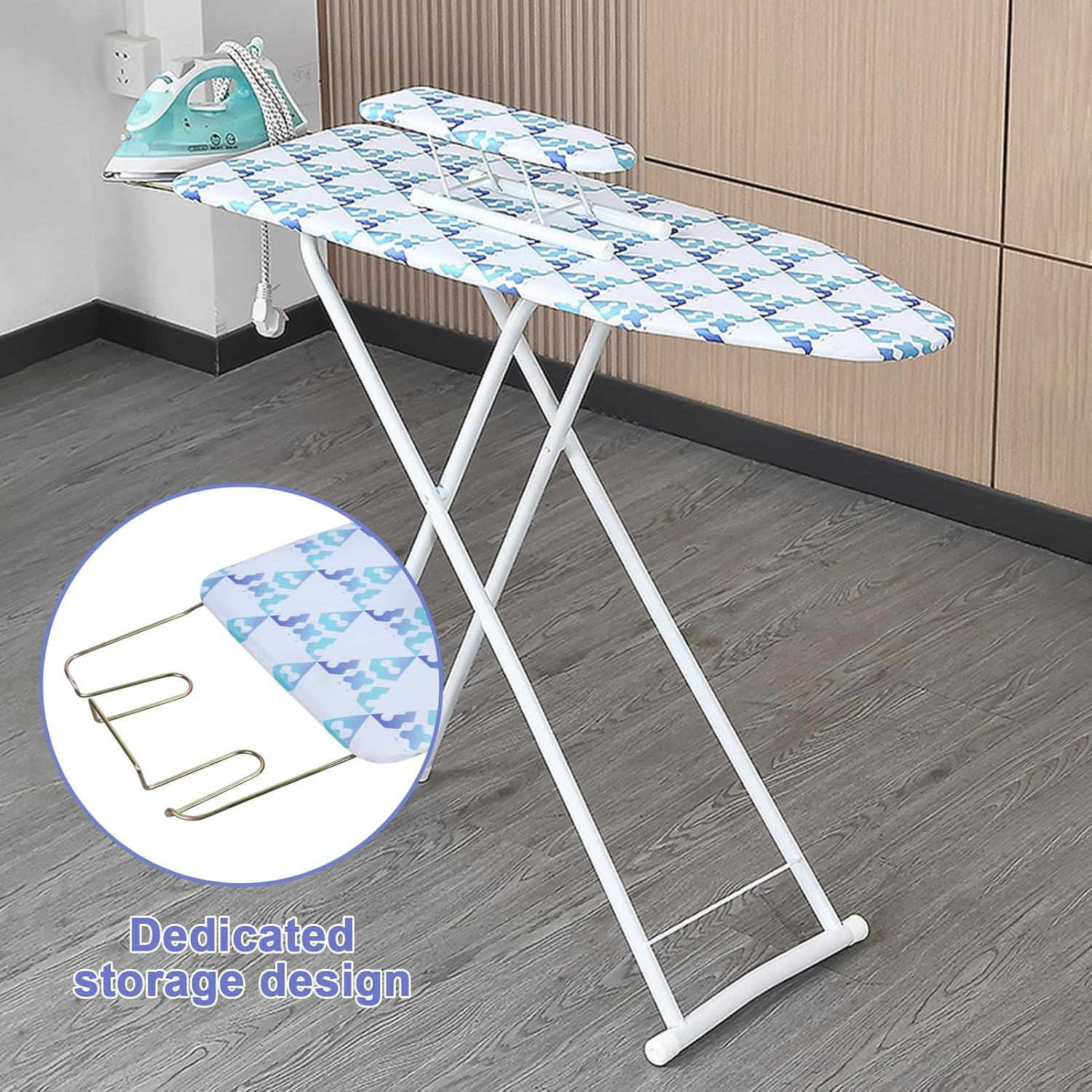 JENPECH Full Size Ironing Board with Iron Rest and Neon Design