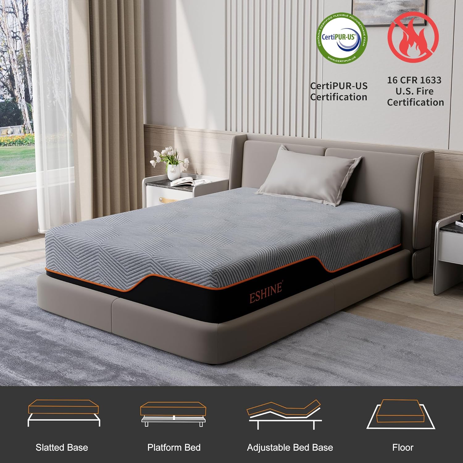 ESHINE 14 Inch Full Gel Memory Foam Mattress with Back Pain Relief