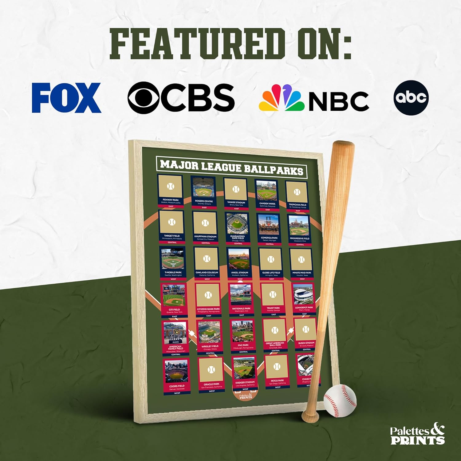 Pro Baseball Stadiums Scratch Off Poster 2024