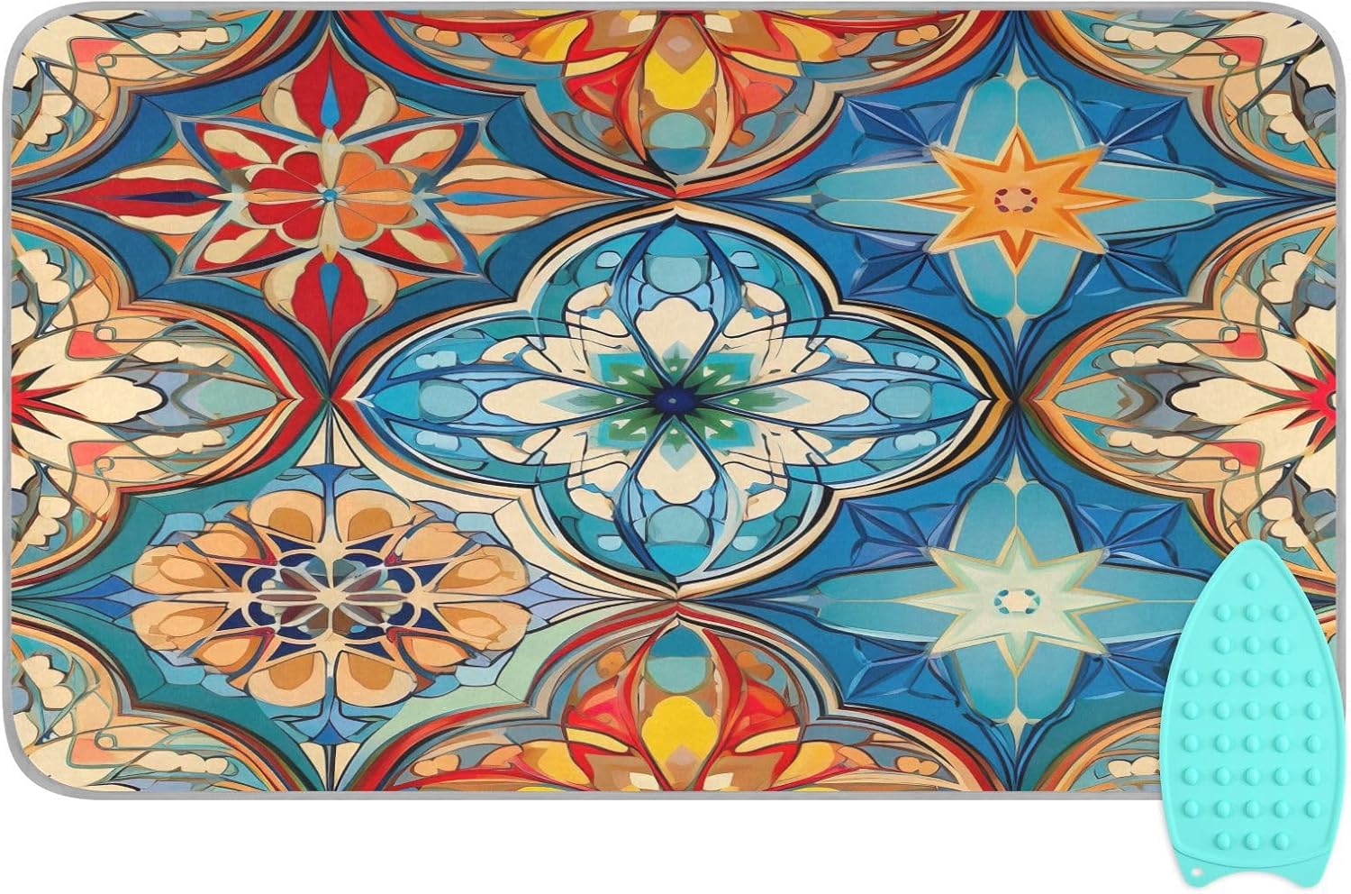 Colorful Geometric Ironing Mat with Heat-Resistant Pad