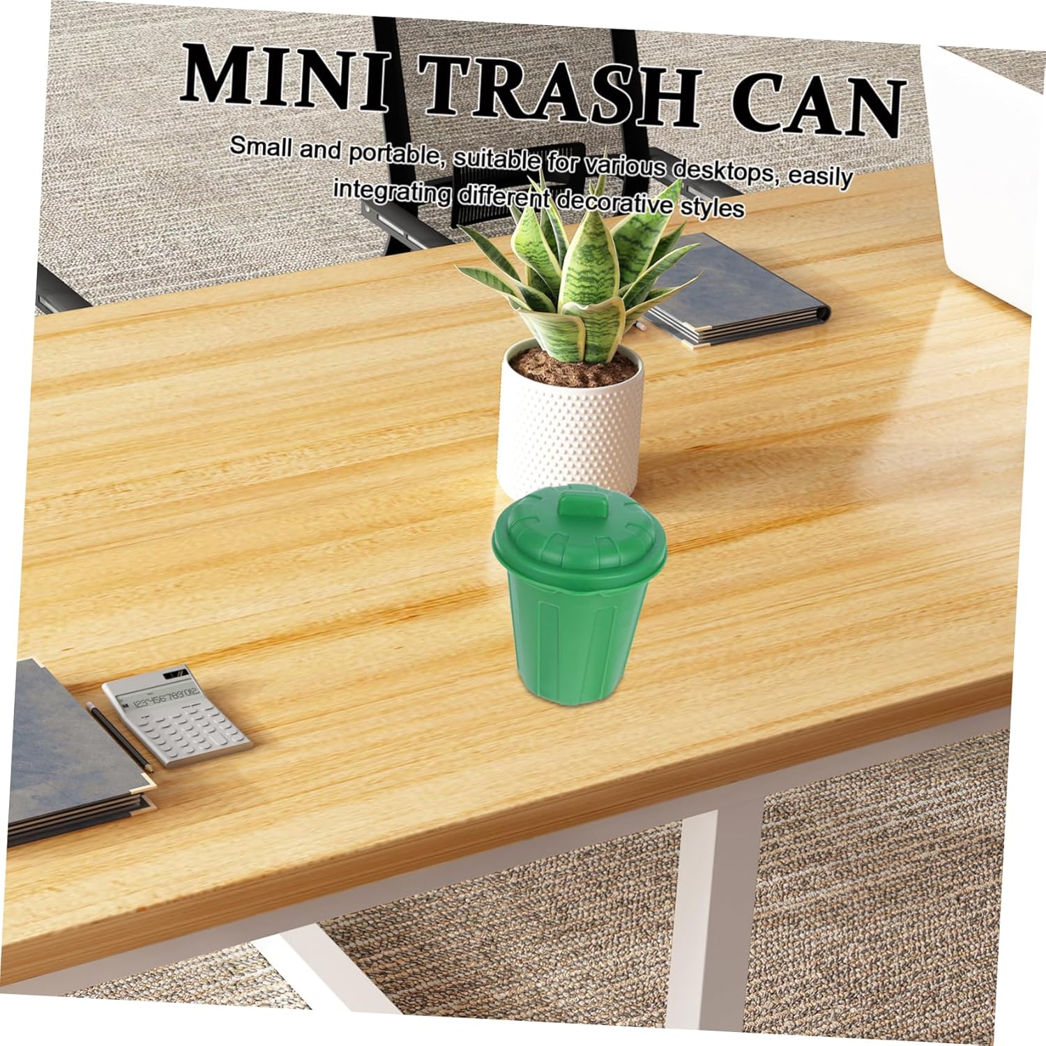 BESPORTBLE 10pc Green Mini Trash Can with Lid Desktop Organizer