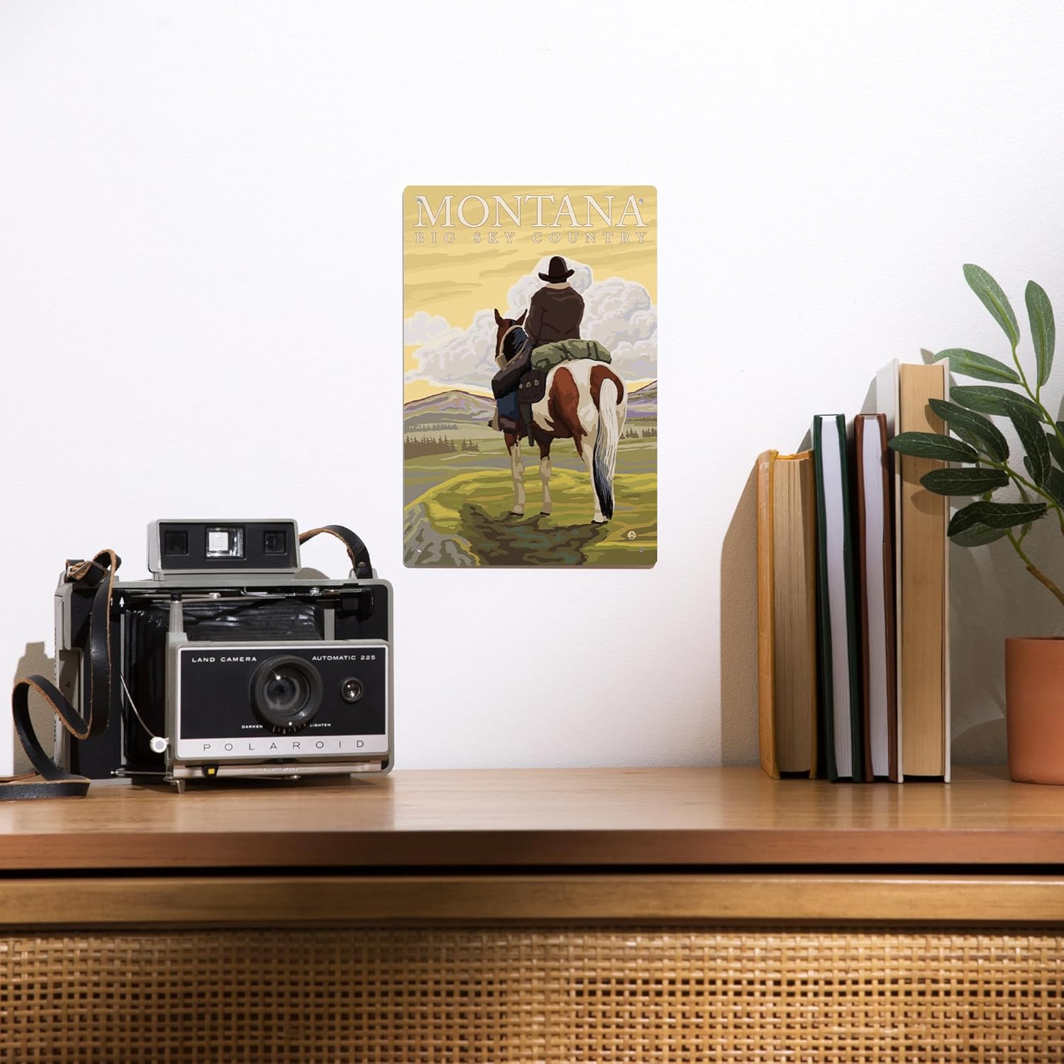 Lantern Press 6x9 Metal Sign Montana Big Sky Country Cowboy